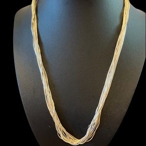 Vintage Rising Sun Navajo 20 Strand Liquid Silver Sterling 925 Necklace 20”
